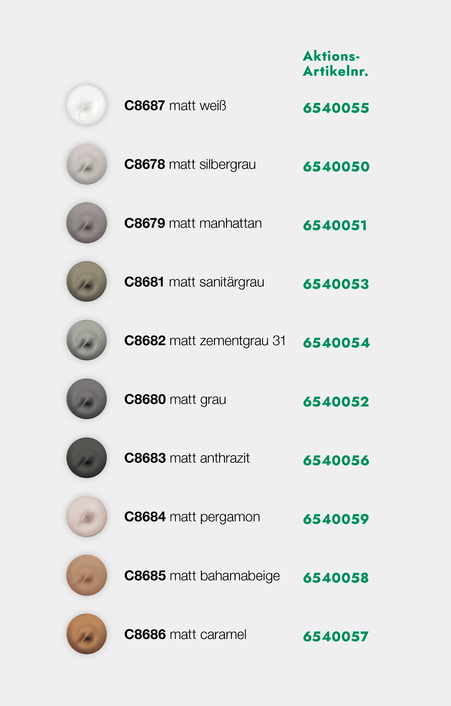 S100 Aktion Übersicht matte Farben